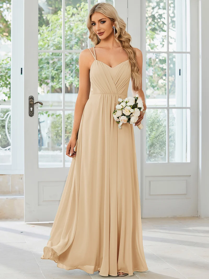 ever RUBY|Robe demoiselle d'honneur mousseline et dentelle dos nu bretelles fines (Vente Finale)