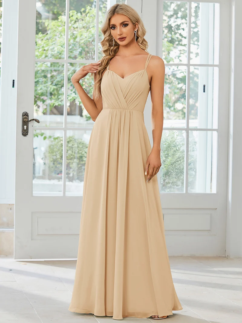 ever RUBY|Robe de soirée en mousseline et dentelle dos nu bretelles fines