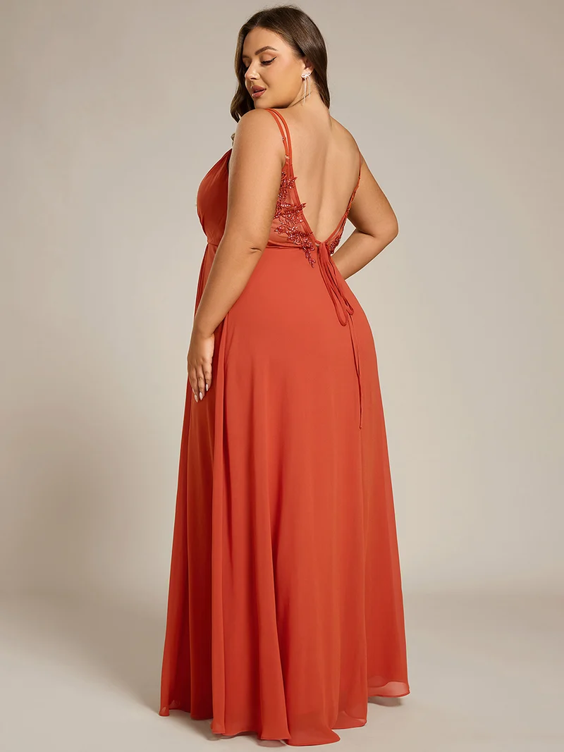ever RUBY|Robe de soirée en mousseline et dentelle dos nu bretelles fines