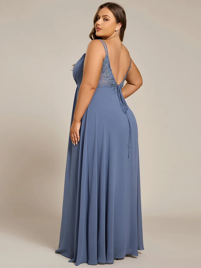 ever RUBY|Robe de soirée en mousseline et dentelle dos nu bretelles fines