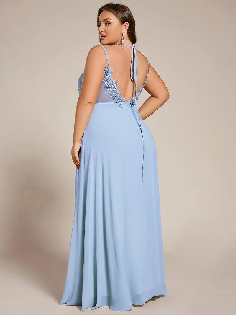 ever RUBY|Robe demoiselle d'honneur mousseline et dentelle dos nu bretelles fines