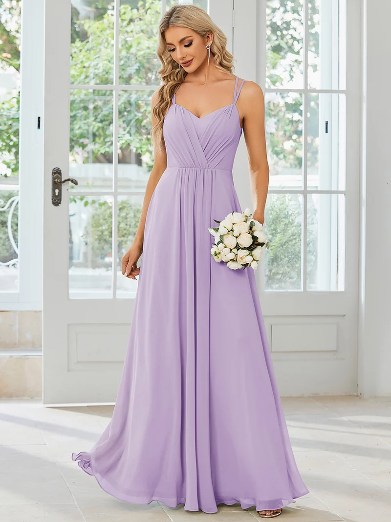 ever RUBY|Robe demoiselle d'honneur mousseline et dentelle dos nu bretelles fines