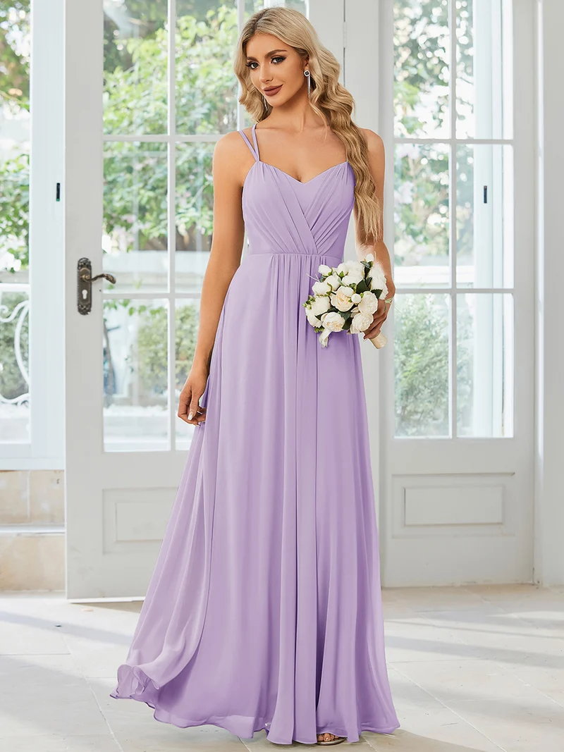ever RUBY|Robe demoiselle d'honneur mousseline et dentelle dos nu bretelles fines