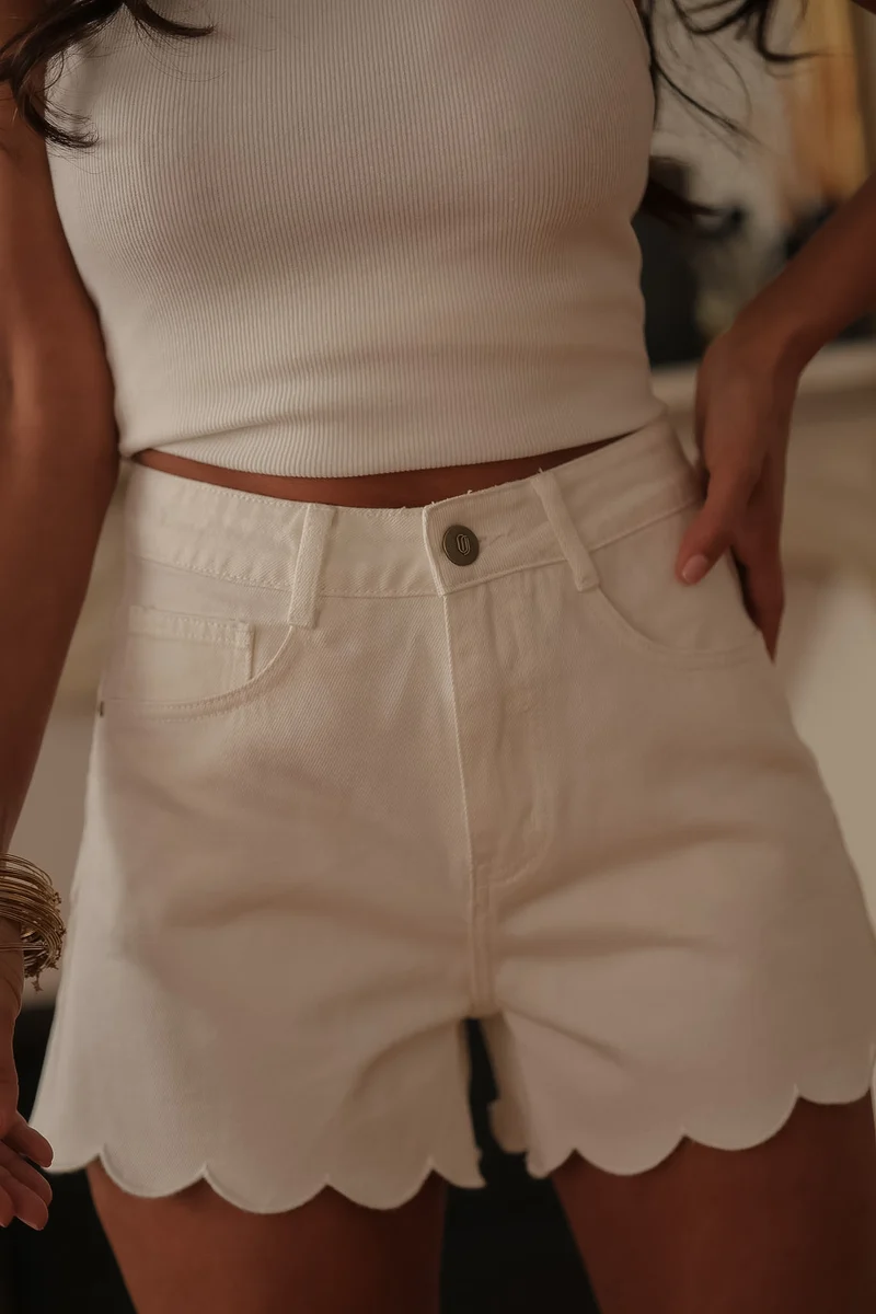 Short en jean Sohan écru