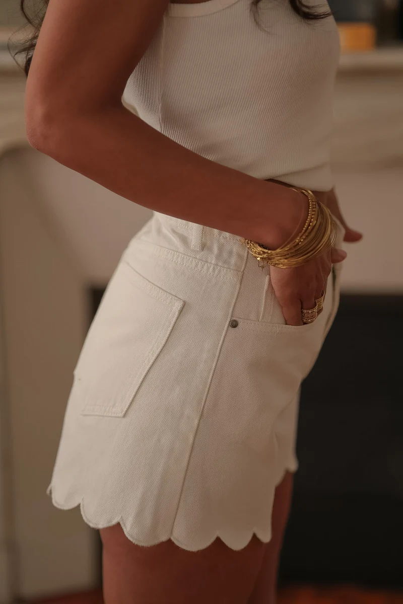 Short en jean Sohan écru