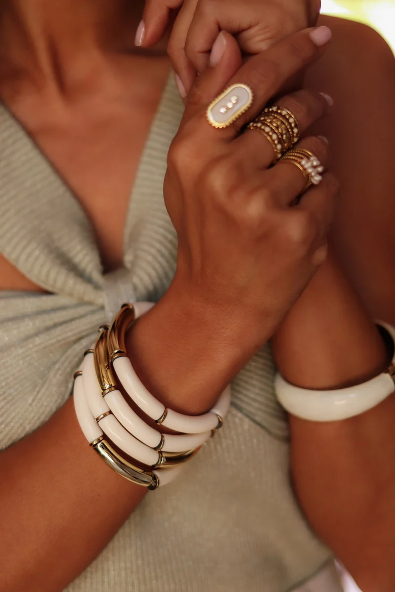 Bracelet Ambre blanc et doré