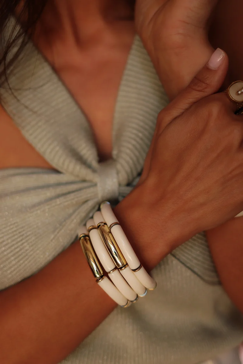 Bracelet Ambre blanc et doré