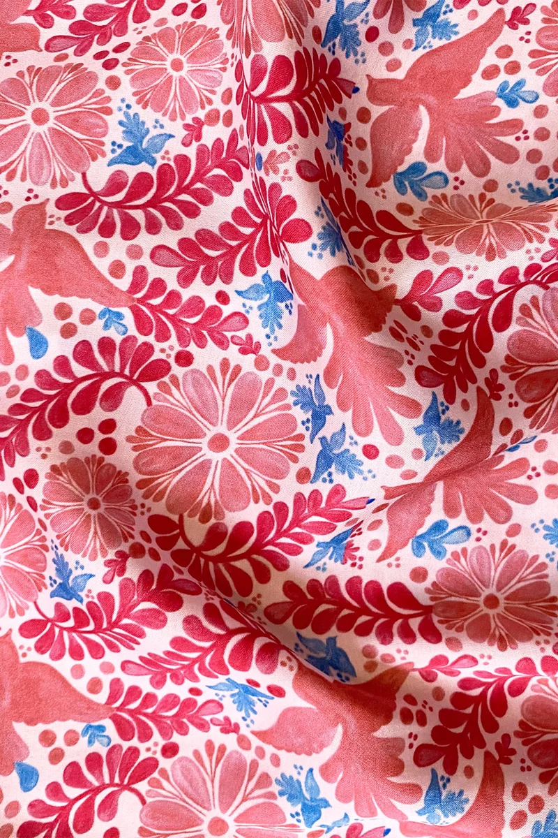Tissu Oiseau de Nuit Rose