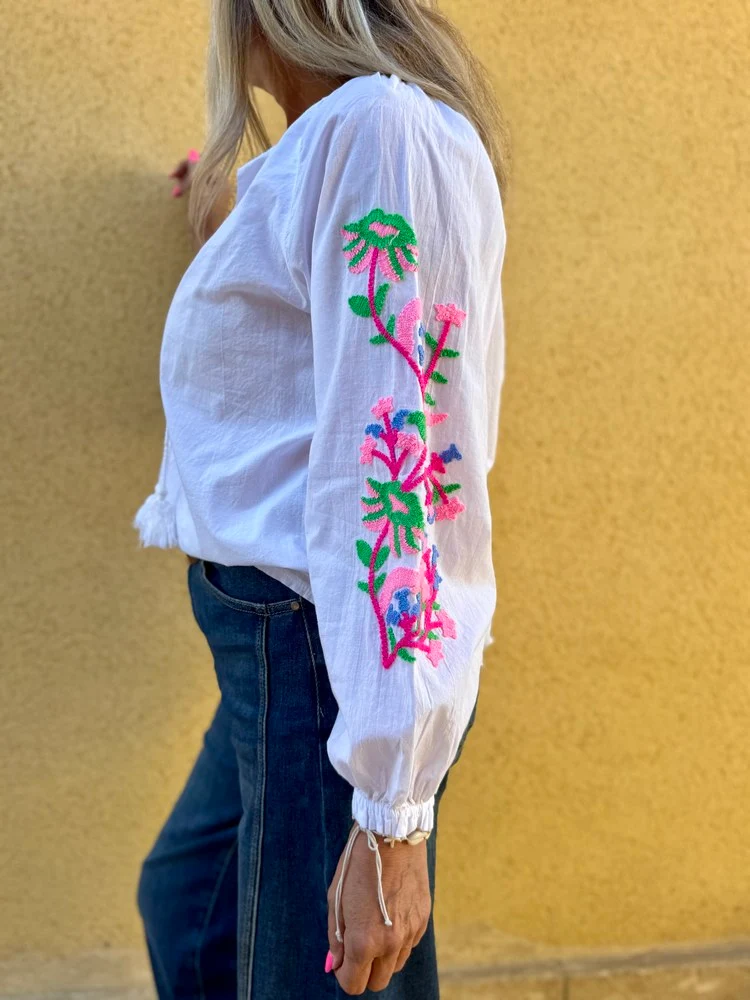 Tunique brodée Lola blanc