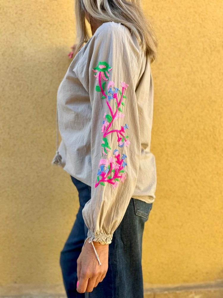 Tunique brodée Lola beige