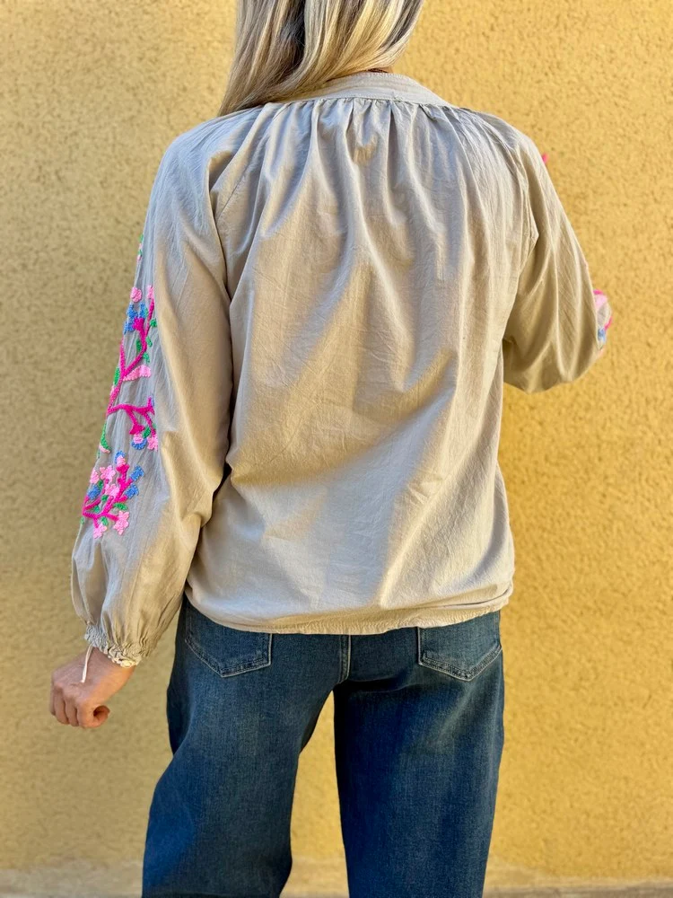 Tunique brodée Lola beige