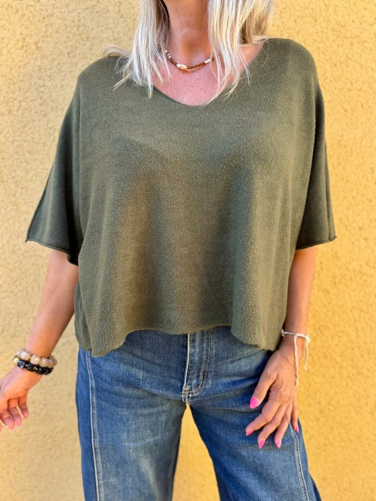 Pull loose Fabrizio kaki foncé