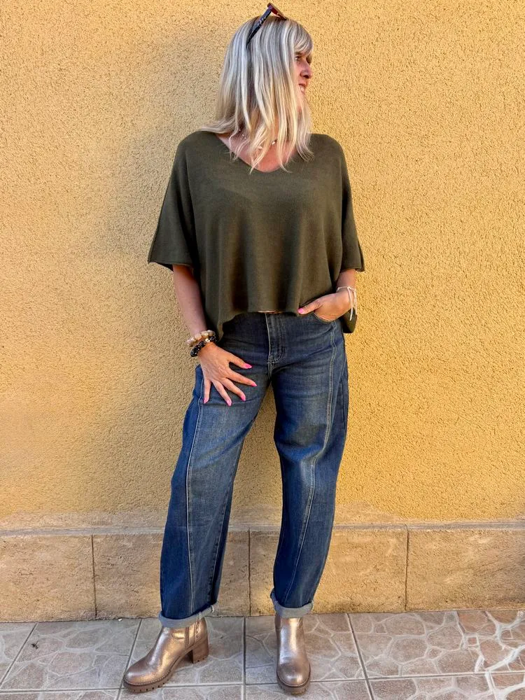Pull loose Fabrizio kaki foncé