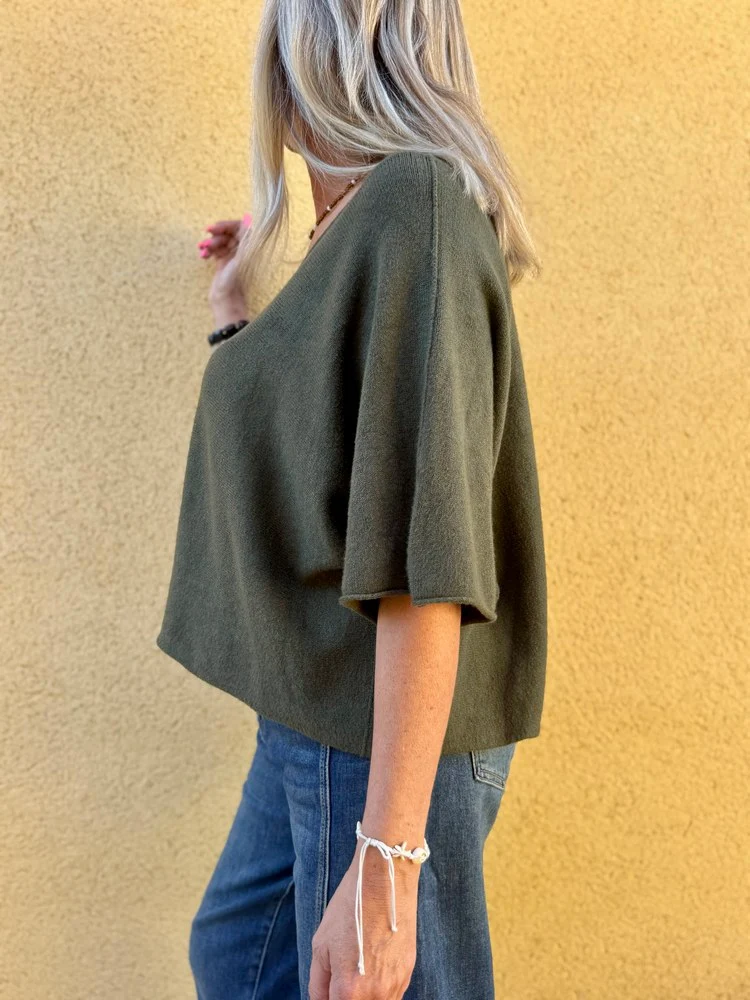 Pull loose Fabrizio kaki foncé