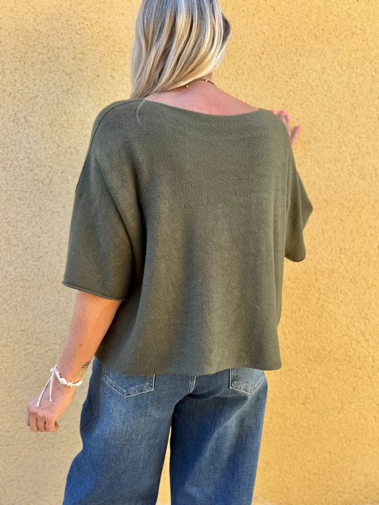 Pull loose Fabrizio kaki foncé