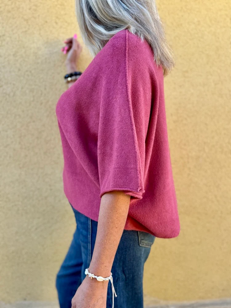 Pull loose Fabrizio vieux rose foncé