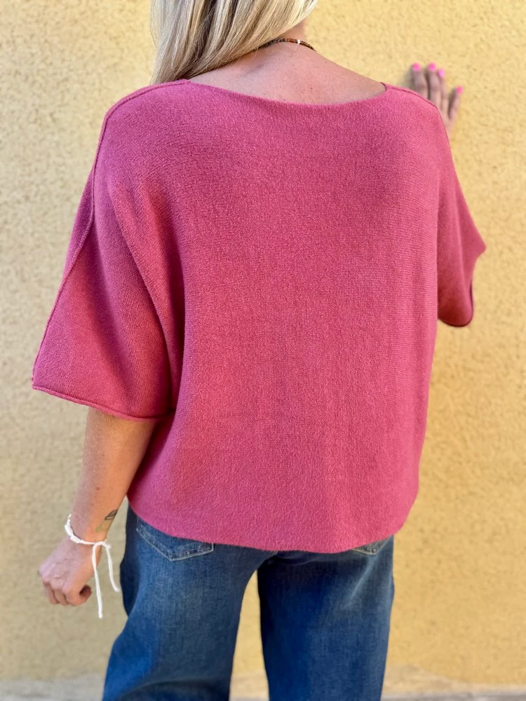 Pull loose Fabrizio vieux rose foncé