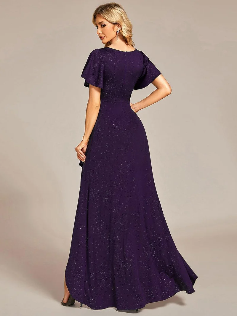 ever MELODÉ|Robe de Soirée élégante à paillettes décolleté en V profond fente sur le devant (Vente Finale)