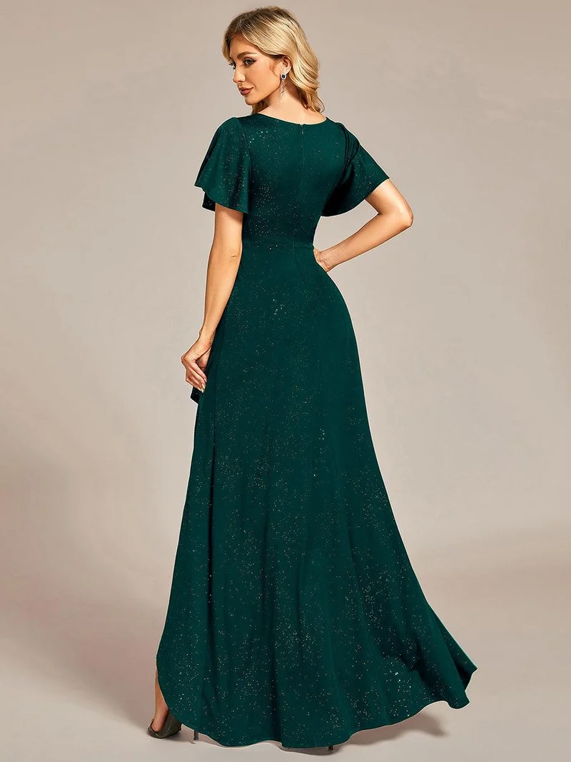 ever MELODÉ|Robe de Soirée élégante à paillettes décolleté en V profond fente sur le devant (Vente Finale)