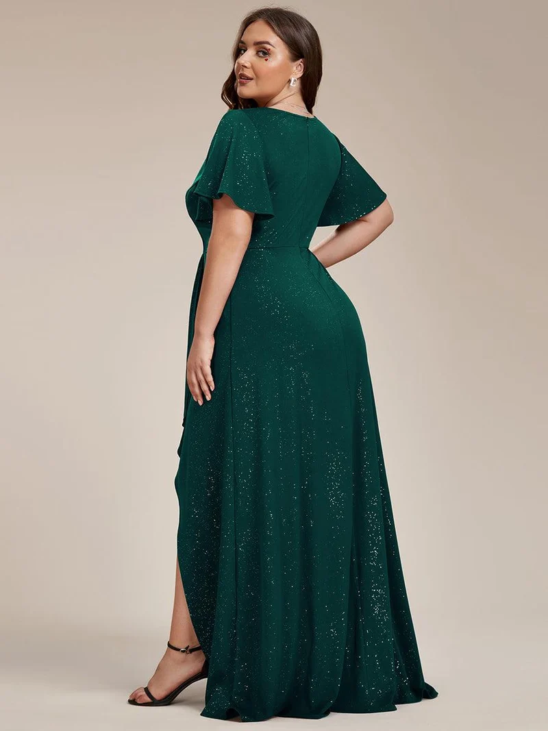 ever MELODÉ|Robe de Soirée élégante à paillettes décolleté en V profond fente sur le devant (Vente Finale)