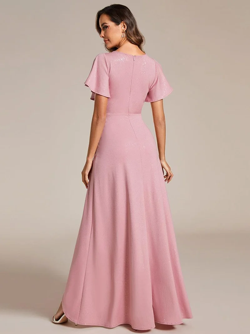 ever MELODÉ|Robe de Soirée élégante à paillettes décolleté en V profond fente sur le devant (Vente Finale)