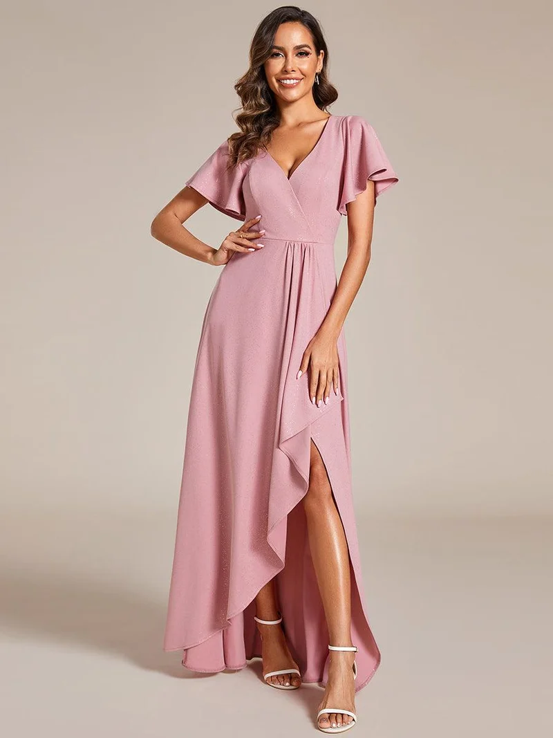 ever MELODÉ|Robe de Soirée élégante à paillettes décolleté en V profond fente sur le devant (Vente Finale)