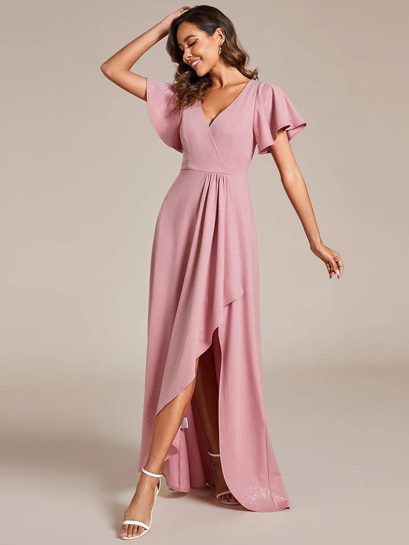 ever MELODÉ|Robe de Soirée élégante à paillettes décolleté en V profond fente sur le devant (Vente Finale)