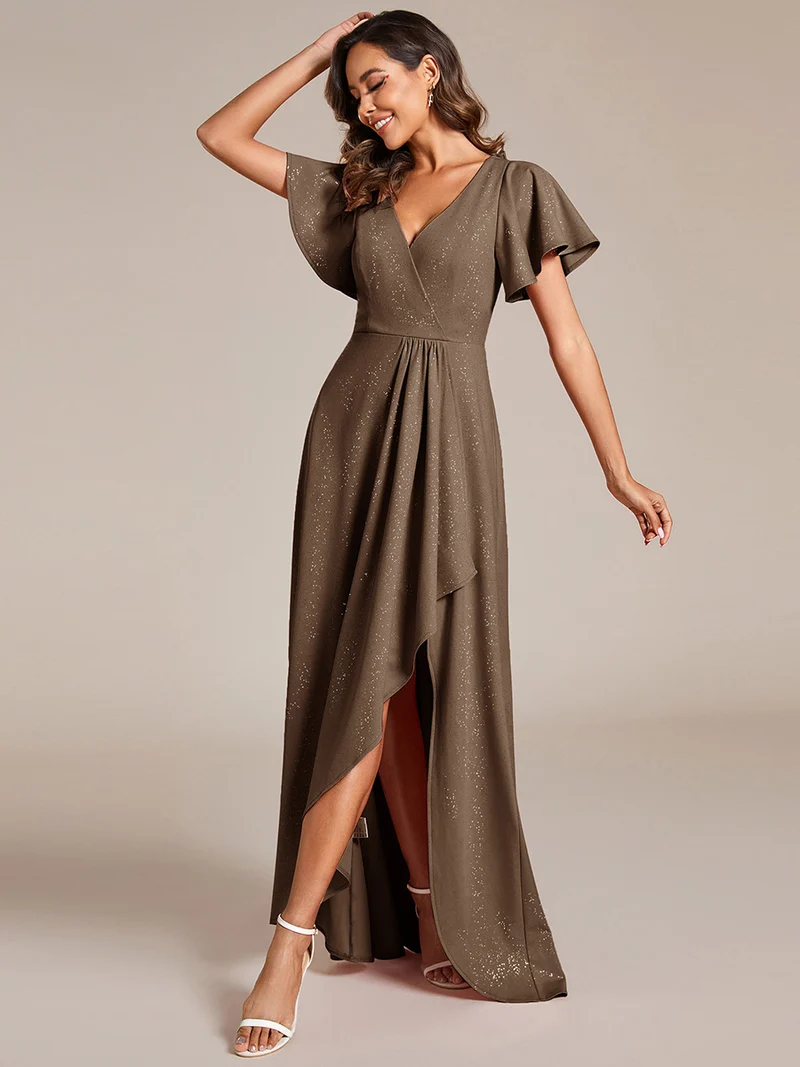 ever MELODÉ|Robe de Soirée élégante à paillettes décolleté en V profond fente sur le devant (Vente Finale)