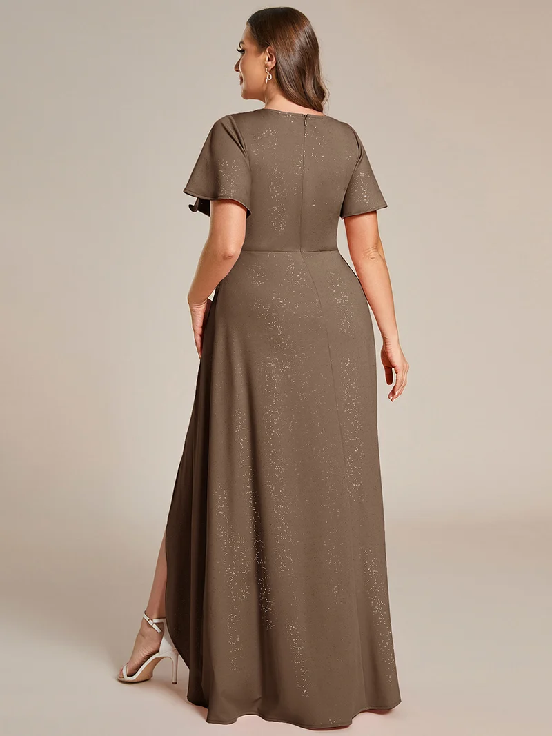 ever MELODÉ|Robe de Soirée élégante à paillettes décolleté en V profond fente sur le devant (Vente Finale)