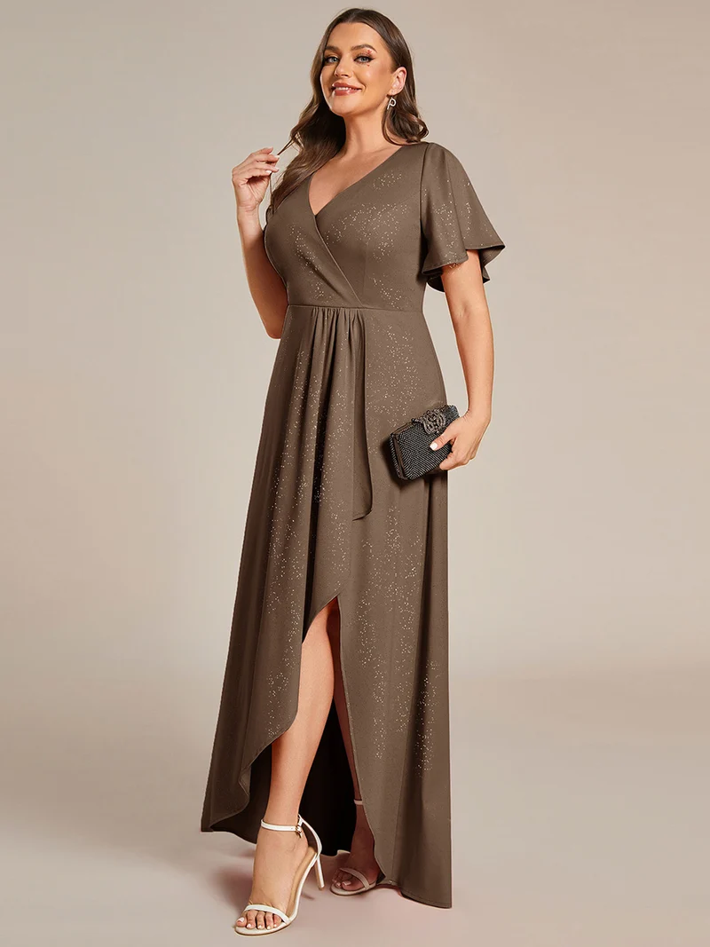 ever MELODÉ|Robe de Soirée élégante à paillettes décolleté en V profond fente sur le devant (Vente Finale)