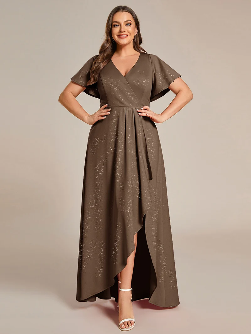 ever MELODÉ|Robe de Soirée élégante à paillettes décolleté en V profond fente sur le devant (Vente Finale)