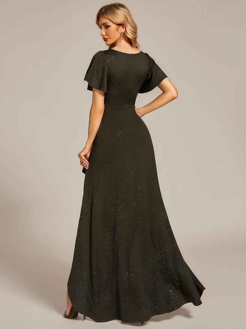 ever MELODÉ|Robe de Soirée élégante à paillettes décolleté en V profond fente sur le devant (Vente Finale)