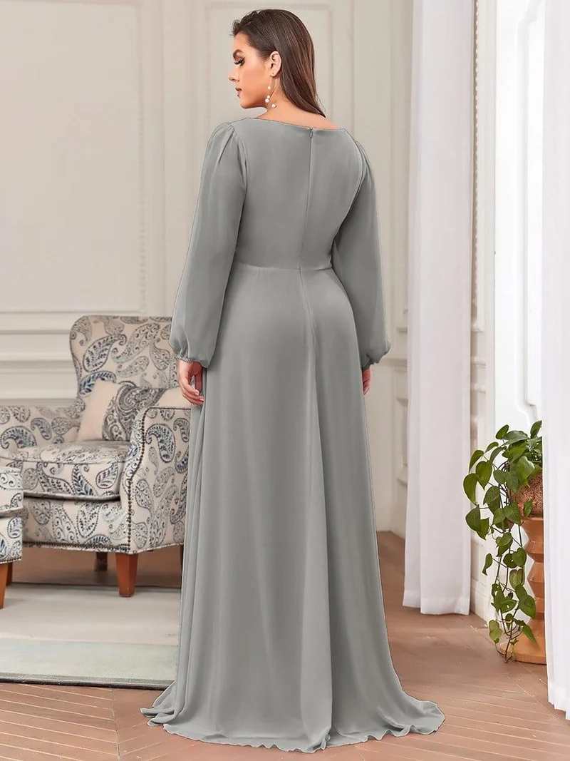 ever AMOUR|Robe de soirée longue et élégante à manches lanternes (Vente Finale)