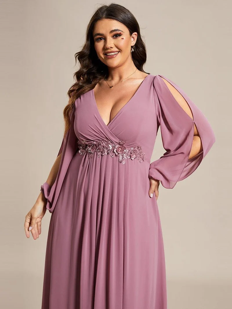 ever AMOUR|Robe de soirée longue et élégante à manches lanternes (Vente Finale)