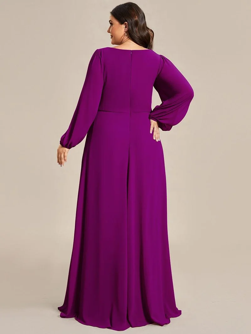 ever AMOUR|Robe de soirée longue et élégante à manches lanternes (Vente Finale)