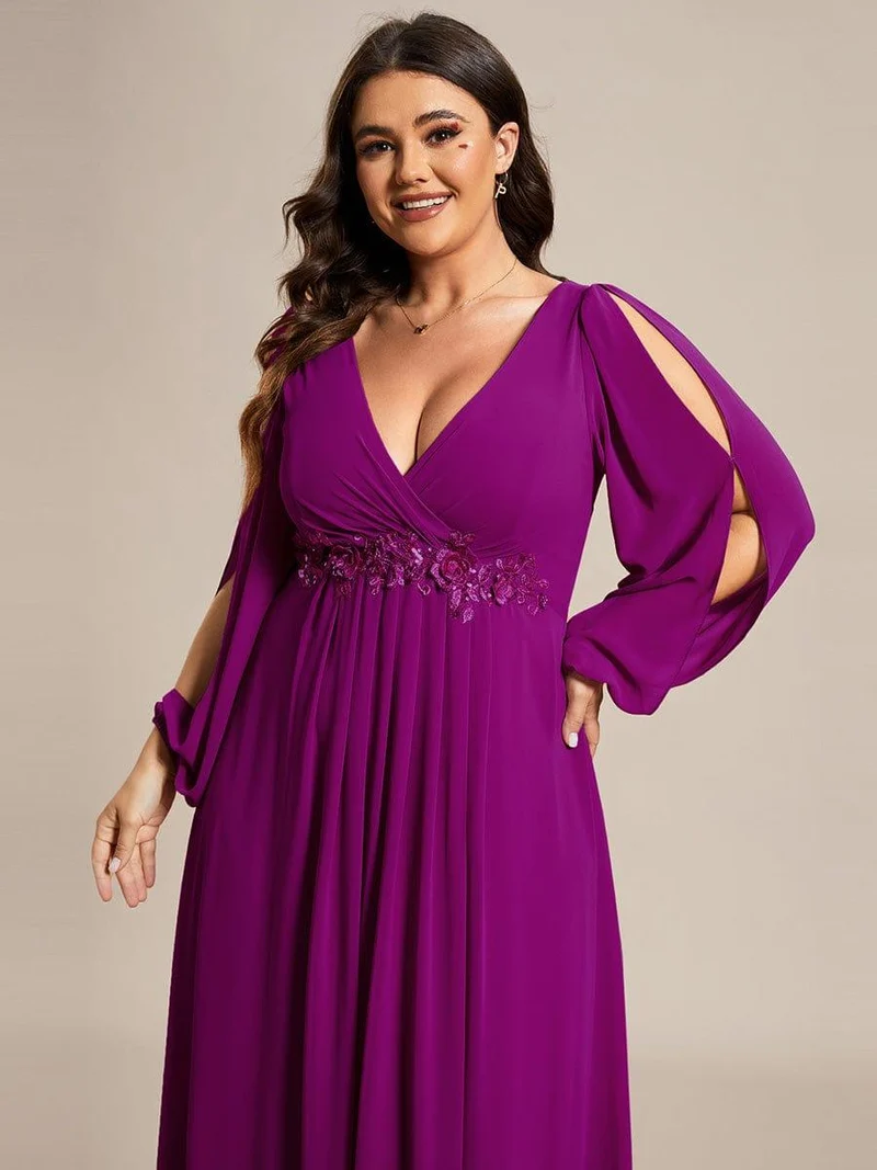 ever AMOUR|Robe de soirée longue et élégante à manches lanternes (Vente Finale)