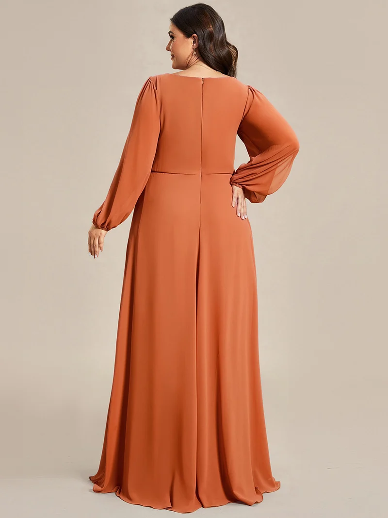 ever AMOUR|Robe de soirée longue et élégante à manches lanternes (Vente Finale)