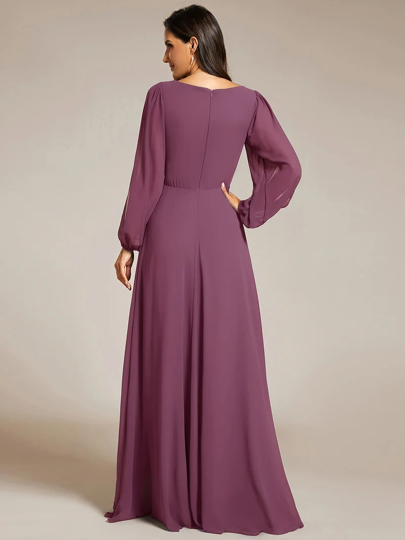 ever AMOUR|Robe de soirée longue et élégante à manches lanternes (Vente Finale)
