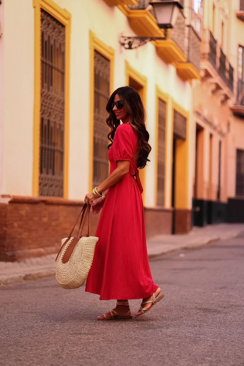 Robe Célinda longue rouge