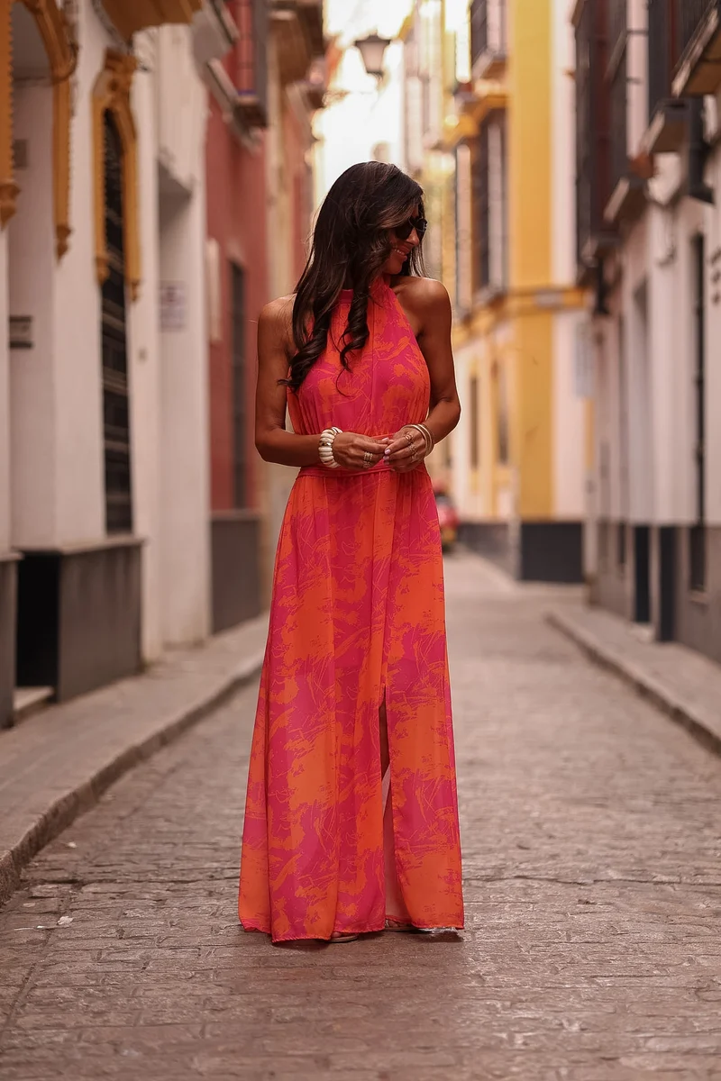 Robe Laly rose et orange