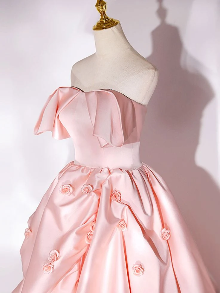 Robe de bal longue en satin à traîne, élégante robe de soirée formelle