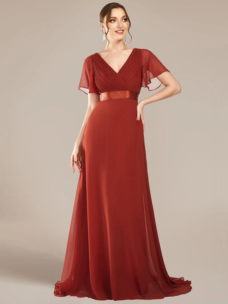 ever MONICA|Robe de soirée élégante en mousseline taille haute(Vente Finale)