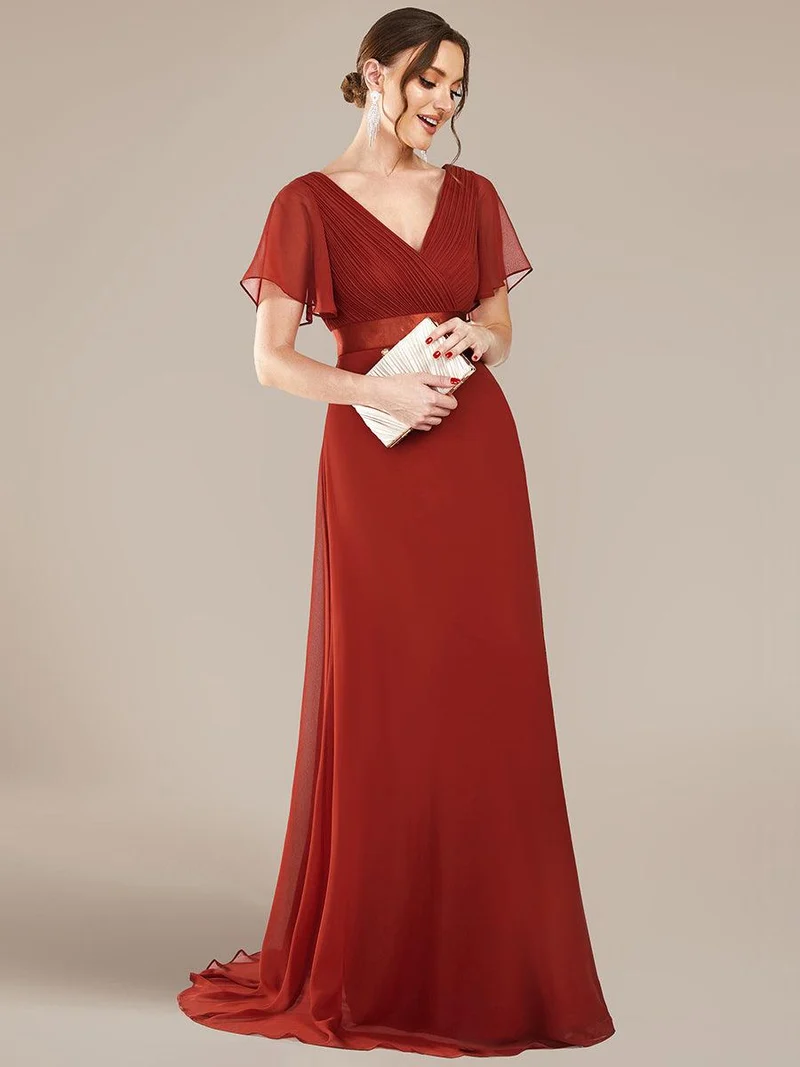 ever MONICA|Robe de soirée élégante en mousseline taille haute(Vente Finale)