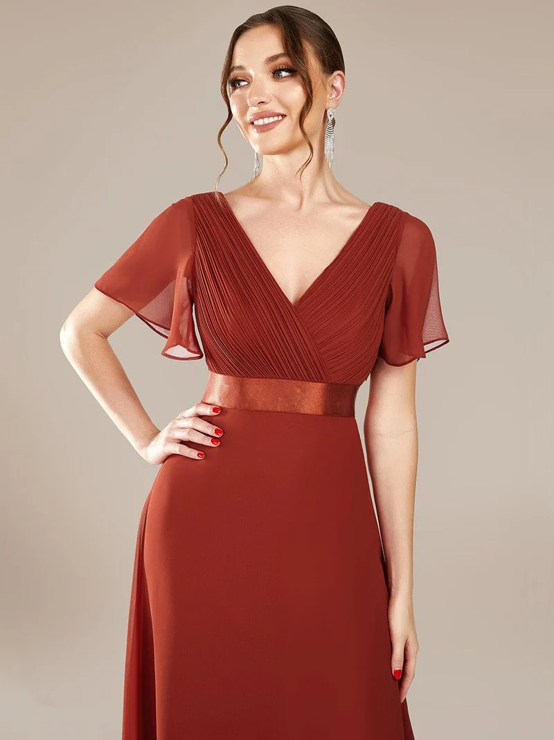 ever MONICA|Robe de soirée élégante en mousseline taille haute(Vente Finale)