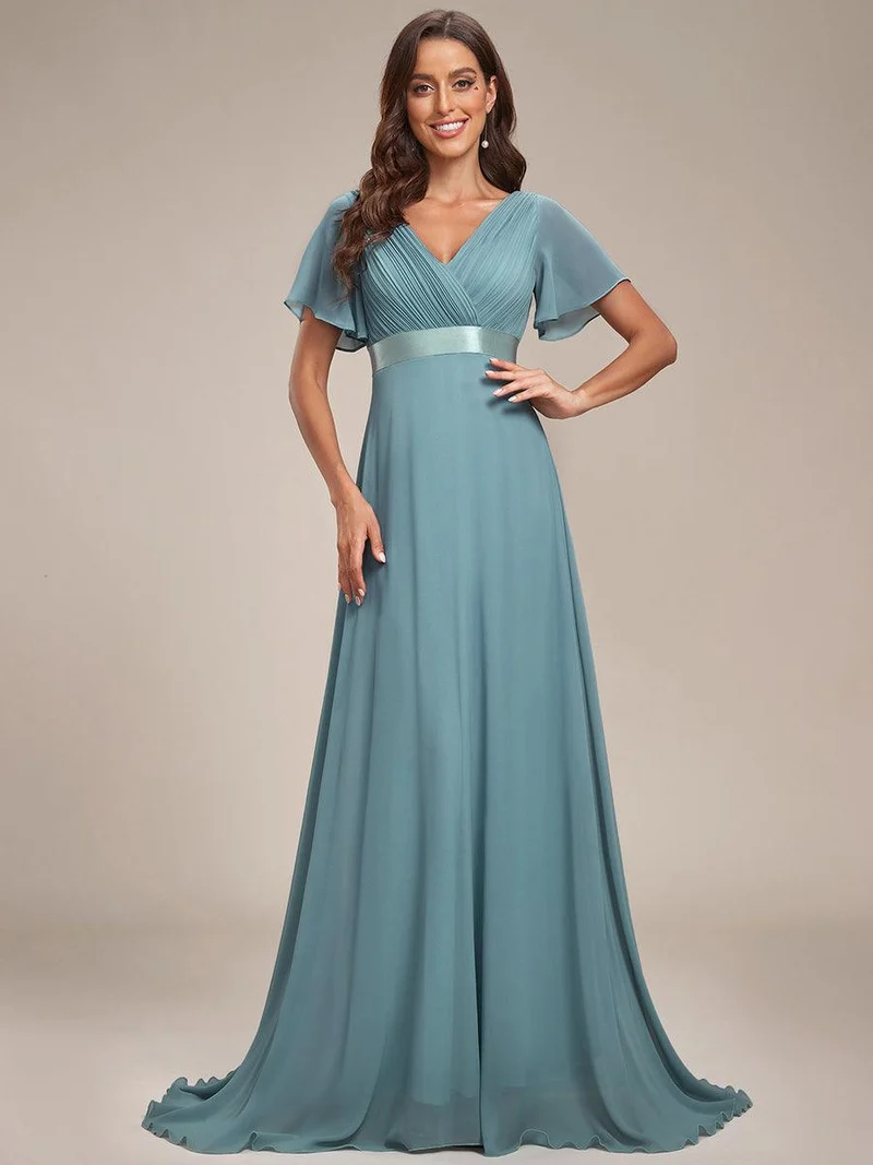 ever MONICA|Robe de soirée élégante en mousseline taille haute(Vente Finale)