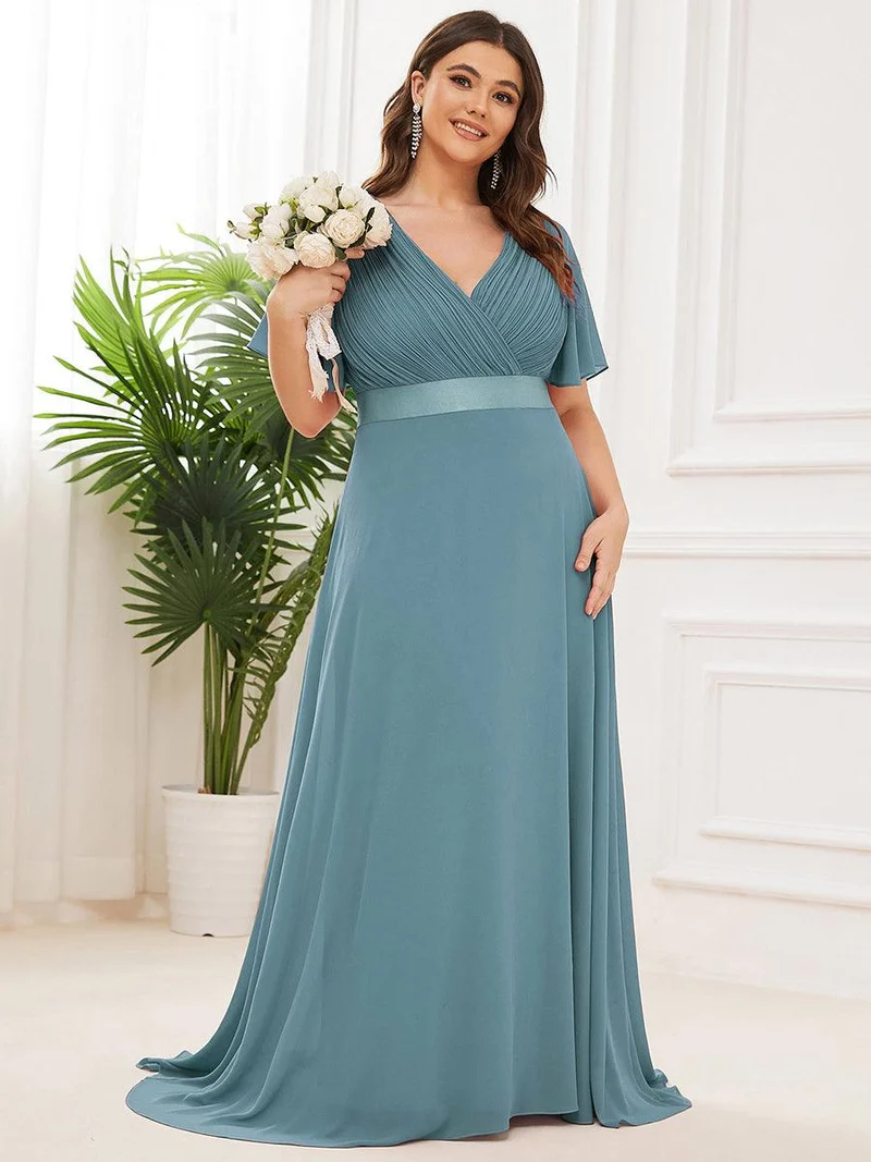 ever MONICA|Robe de soirée élégante en mousseline taille haute(Vente Finale)