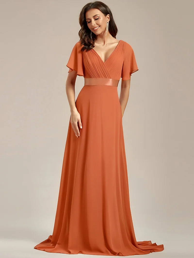 ever MONICA|Robe de soirée élégante en mousseline taille haute(Vente Finale)