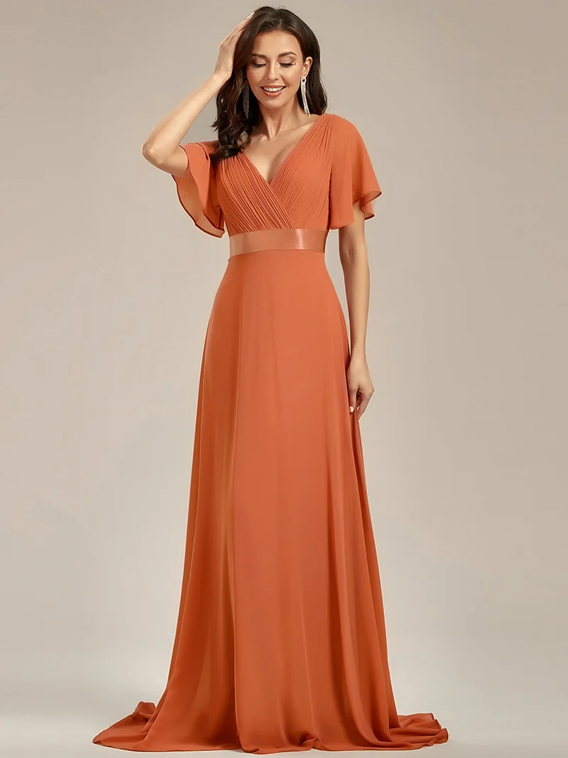 ever MONICA|Robe de soirée élégante en mousseline taille haute(Vente Finale)