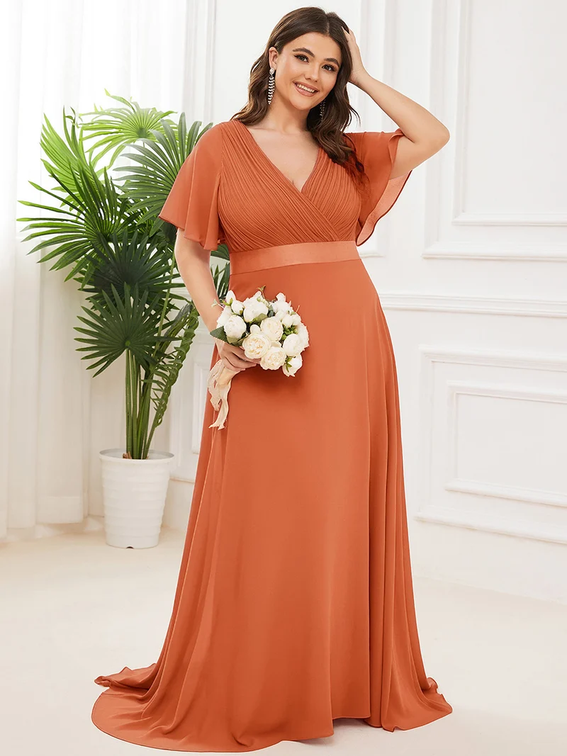 ever MONICA|Robe de soirée élégante en mousseline taille haute(Vente Finale)