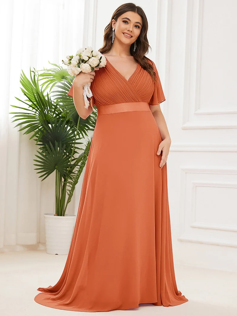 ever MONICA|Robe de soirée élégante en mousseline taille haute(Vente Finale)